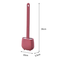 Toilet Brush and Holder Wall Mounted Soft Bristles Home Bathroom Cleaning Brush Red