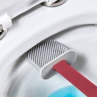 Toilet Brush and Holder Wall Mounted Soft Bristles Home Bathroom Cleaning Brush Red