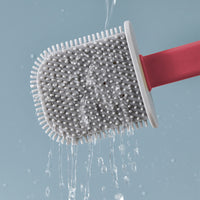 Toilet Brush and Holder Wall Mounted Soft Bristles Home Bathroom Cleaning Brush Red