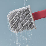 Toilet Brush and Holder Wall Mounted Soft Bristles Home Bathroom Cleaning Brush Red