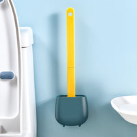 Toilet Brush and Holder Wall Mounted Soft Bristles Home Bathroom Cleaning Brush White