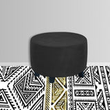Stretch Round Ottoman Cover Foot Stool Slipcover Footrest Black