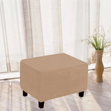 Stretch Rectangular Ottoman Stool Cushion Cover Foot Stool Cover Footrest Slipcover Camel
