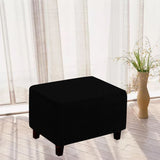 Stretch Rectangular Ottoman Stool Cushion Cover Foot Stool Cover Footrest Slipcover Black