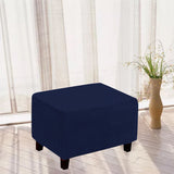 Stretch Rectangular Ottoman Stool Cushion Cover Foot Stool Cover Footrest Slipcover Navy Blue