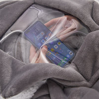 Unisex Oversized Hoodie Wearable Blanket with Visual Phone Window Dark gray