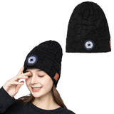 Bluetooth Beanie Hat with Light Wireless Stereo Headphone Black
