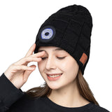Bluetooth Beanie Hat with Light Wireless Stereo Headphone Black