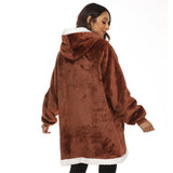 FancyGrab Sherpa Hoodie Blanket Hooded Blanket Oversized Wearable Throw Blanket Brown