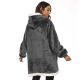 FancyGrab Sherpa Hoodie Blanket Hooded Blanket Oversized Wearable Throw Blanket Dark Grey