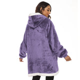 FancyGrab Sherpa Hoodie Blanket Hooded Blanket Oversized Wearable Throw Blanket Purple
