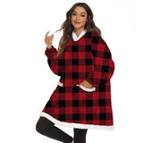 FancyGrab Sherpa Hoodie Blanket Hooded Blanket Oversized Wearable Throw Blanket Red
