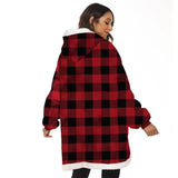FancyGrab Sherpa Hoodie Blanket Hooded Blanket Oversized Wearable Throw Blanket Red