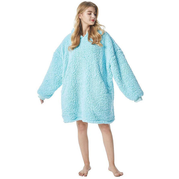 Sherpa Hoodie Blanket - Blue