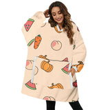 FancyGrab Sherpa Blanket Hoodie Blanket Hooded Blanket Oversized Wearable Throw Blanket Orange