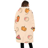 FancyGrab Sherpa Blanket Hoodie Blanket Hooded Blanket Oversized Wearable Throw Blanket Orange