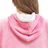 FancyGrab Sherpa Hoodie Blanket Hooded Blanket Oversized Wearable Throw Blanket Pink