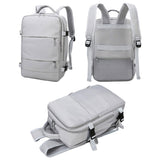 Water Resistant Mommy Bag Diaper Bag Travel Backpack Laptop Bag with USB Port Light Grey