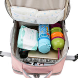 Water Resistant Mommy Bag Diaper Bag Travel Backpack Laptop Bag with USB Port Pink