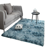 Dye Fluffy Plush Rug Floor Carpet Floor Mat Bedroom Decor Home Decoration 120 x 160cm-Blue