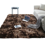 Dye Fluffy Plush Rug Floor Carpet Floor Mat Bedroom Decor Home Decoration 120 x 160cm-Coffee