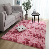 Dye Fluffy Plush Rug Floor Carpet Floor Mat Bedroom Decor Home Decoration 120 x 160cm-Red