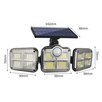 3 Head Motion Sensor Solar Light Wall Lamp Garden Yard Light with Remote Control