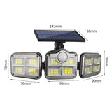 3 Head Motion Sensor Solar Light Wall Lamp Garden Yard Light with Remote Control