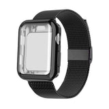 Metal Watch Band Strap with Screen Protective Case for Apple Watch iWatch 40mm Black and Silver