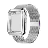 Metal Watch Band Strap with Screen Protective Case for Apple Watch iWatch 42mm Black and Silver