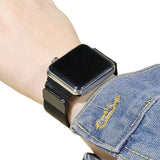 Metal Watch Band Strap with Screen Protective Case for Apple Watch iWatch 40mm Black and Silver