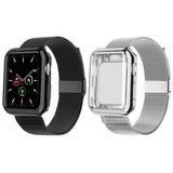 Metal Watch Band Strap with Screen Protective Case for Apple Watch iWatch 40mm Black and Silver
