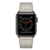 Genuine Leather Watch Band Compatible with Apple Watch 42/44mm-Grey