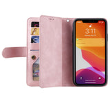 PU Leather Wallet Phone Case for iPhone 13 Pro Pink