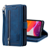PU Leather Wallet Phone Case for iPhone 13 Blue