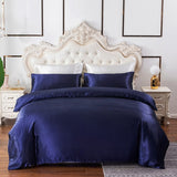 Single Quilt Cover Silk Satin Bedding Set-Royal Blue