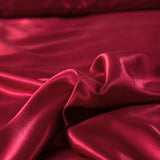 Single Quilt Cover Silk Satin Bedding Set-Wine Red