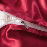 Single Quilt Cover Silk Satin Bedding Set-Wine Red
