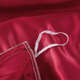 Single Quilt Cover Silk Satin Bedding Set-Wine Red