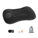 Inflatable Pillow Travel Air Pillow Eye Mask Earplugs Set Black