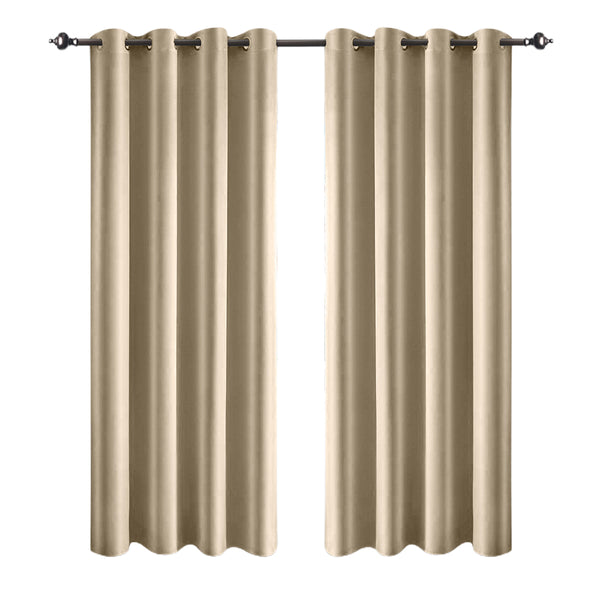 1 Pair Satin Blackout Curtain 1.32 x1.6m Khaki