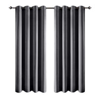 1 Pair Satin Blackout Curtain 1.32 x1.6m Dark Grey