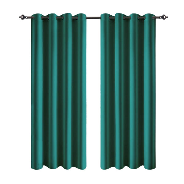 1 Pair Satin Blackout Curtain 1.32 x1.6m Dark Green