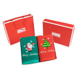 Set of 2 Pack Christmas Embroidered Cotton Towels with Christmas Box