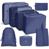8pcs Set Packing Cubes Travel Pouches Luggage Organizers Navy