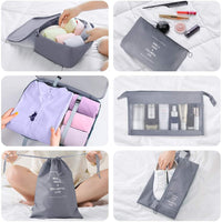 10 pcs Set Packing Cubes Travel Pouches Luggage Organizers Gray