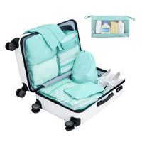 10 pcs Set Packing Cubes Travel Pouches Luggage Organizers Light Blue