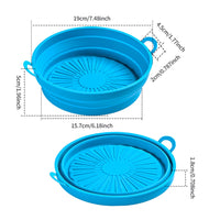 2 Pcs Set Foldable Air Fryer Silicone Pot Oven Baking Tray Pan Air Fryer Liner 8.5 Inches Pink and Blue