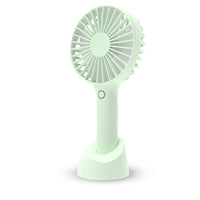 Portable USB Handheld Fan Rechargeable Desktop Fan with Phone Holder Base-Green