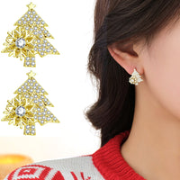 Snowflake Rotating Earrings Stud Christmas Tree Jewellery Women Gift